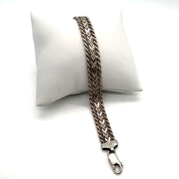 Sterling Silver Woven Bracelet 7.5 in. 18.67 Grams Lobster Clasp Made In Italy - Picture 9 of 14